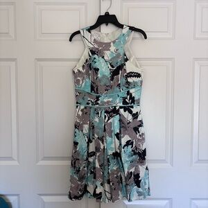 London Times Floral Dress - Aqua and Black